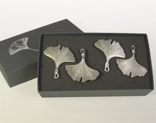 Pewter Gingko Leaf Napkin Rings - Set Of Four - Oak Park Home & Hardware