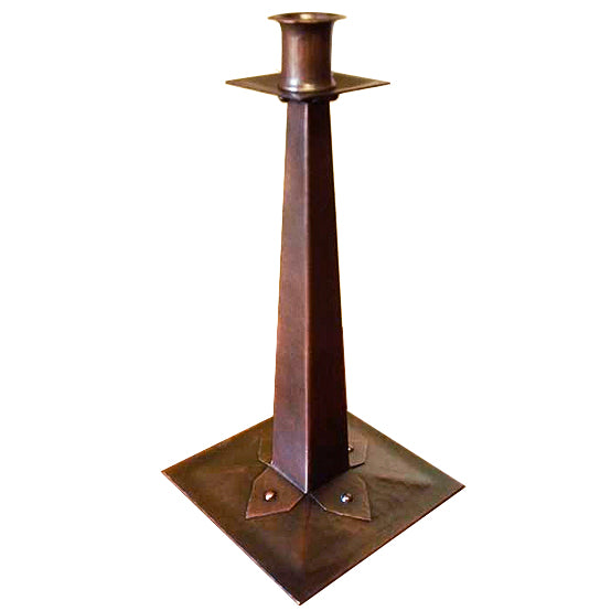 Gus Stickley Style Hand Hammered Copper Candlestick - Oak Park Home & Hardware