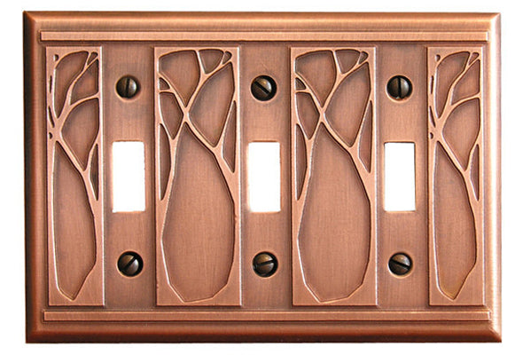 James Mattson Art Nouveau Pattern Toggle Switch Plate - 3 Gang - Oak Park Home & Hardware