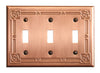 James Mattson Bungalow Rose Pattern Toggle Switch Plate - 3 Gang - Oak Park Home & Hardware