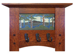 Craftsman Style Key Rack with Motawi Pine Landscape Tile - Oak Park Home & Hardware