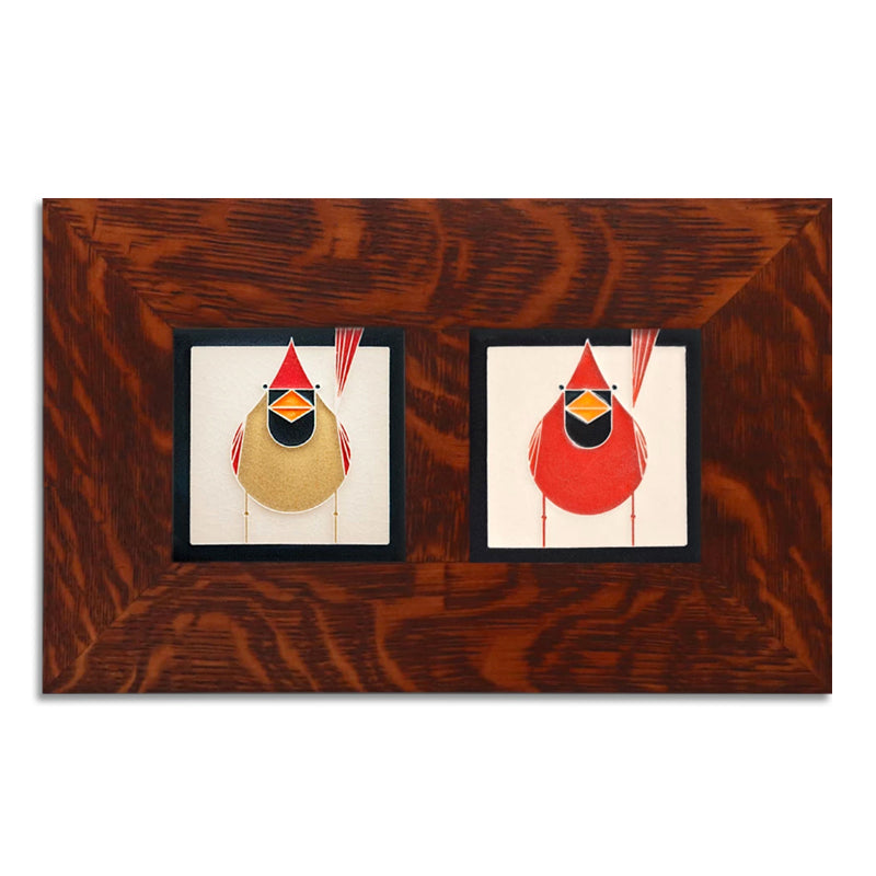 Motawi 4x4 Cardinals Male and Female - Oak Park Frame - Oak Park Home & Hardware
