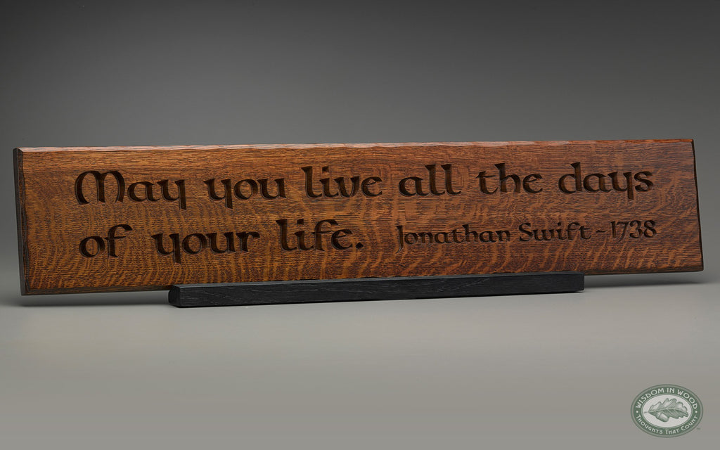 Jonathan Swift - Live Every Day Carving - Heritage Oak - Oak Park Home & Hardware