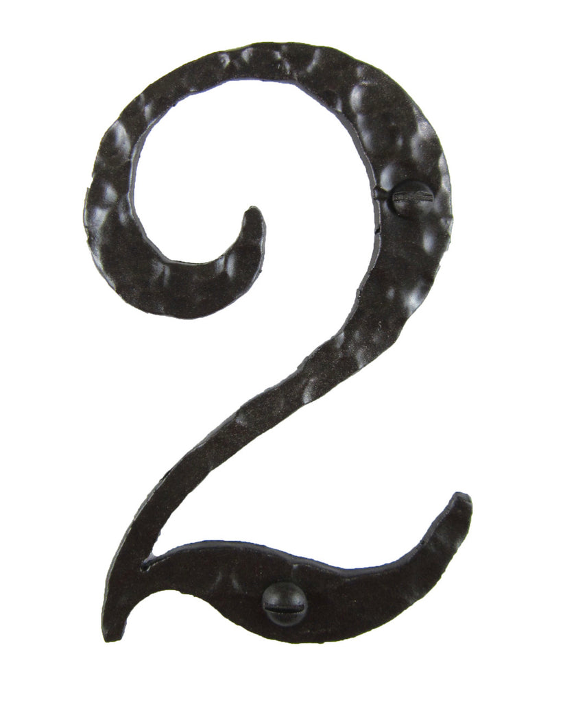Hammered Wrought Iron House Number 2 - 4 Inch High - Oak Park Home & Hardware