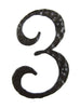 Hammered Wrought Iron House Number 3 - 4 Inch High - Oak Park Home & Hardware