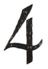 Hammered Wrought Iron House Number 4 - 4 Inch High - Oak Park Home & Hardware