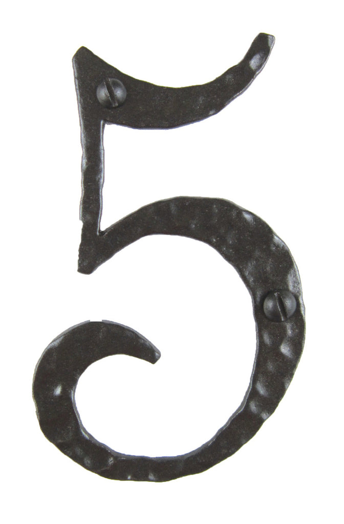 Hammered Wrought Iron House Number 5 - 4 Inch High - Oak Park Home & Hardware