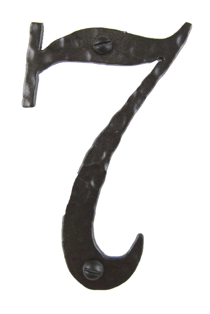 Hammered Wrought Iron House Number 7 - 4 Inch High - Oak Park Home & Hardware