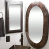 35 Inch Hand Hammered Oval Copper Mirror with Hand Forged Rivets