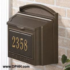 Cast Aluminum Locking Mailbox with Integrated House Number - Bronze/Gold - Oak Park Home & Hardware