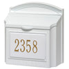 Cast Aluminum Locking Mailbox with Integrated House Number - White/Gold - Oak Park Home & Hardware