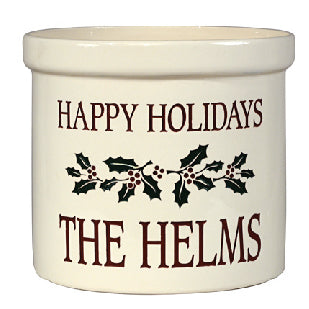 Whitehall 2554MC Holiday Holly Ceramic Crock - Oak Park Home & Hardware